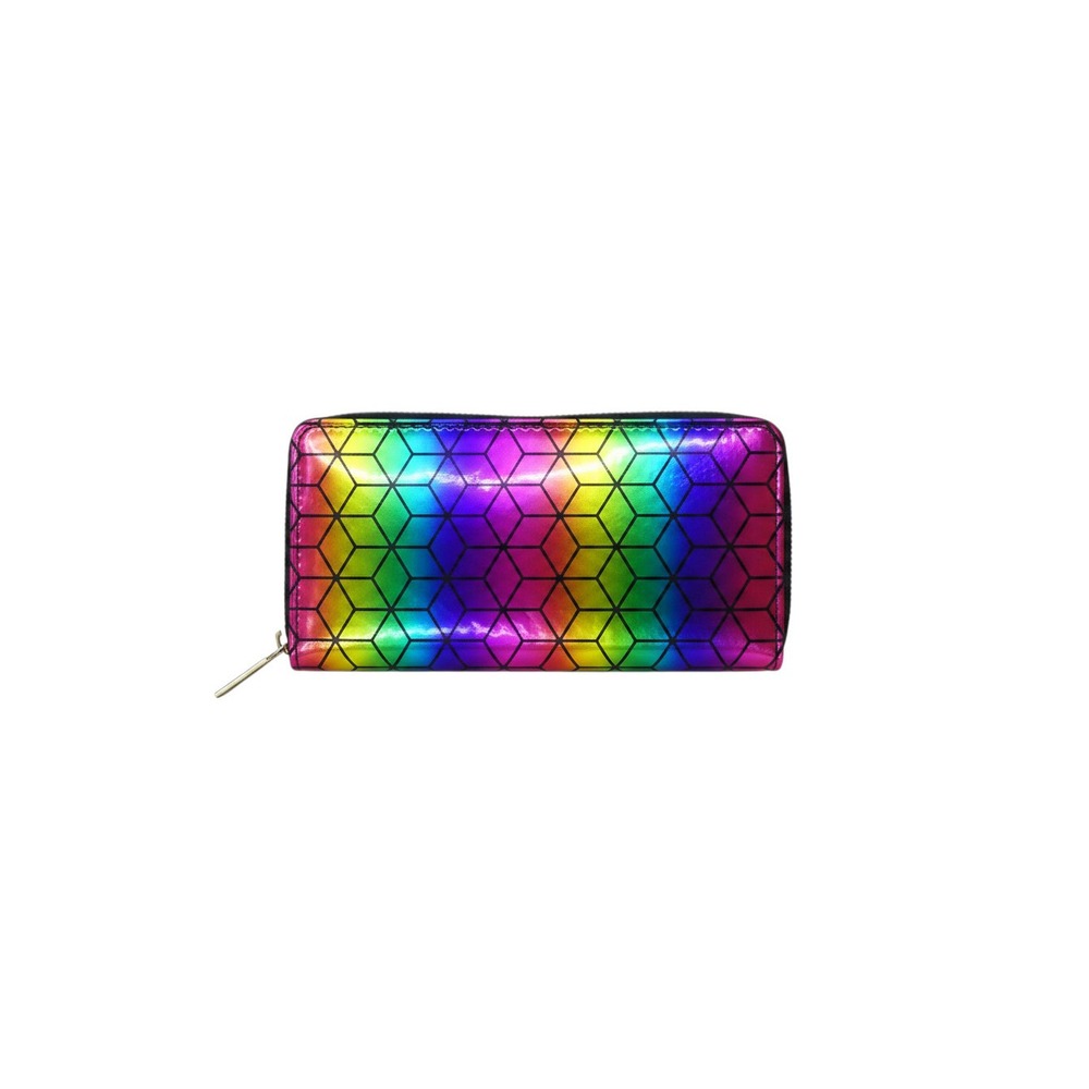 Sasha New York Wristlet Wallet Womens OS Rainbow NWT Geometric Holographic Zip
